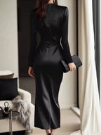 The Satin Wrap — Long Sleeve Midi