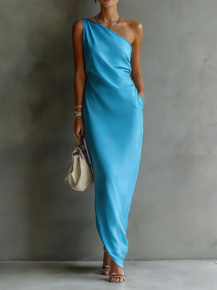 The Odette — Off-Shoulder Satin Maxi