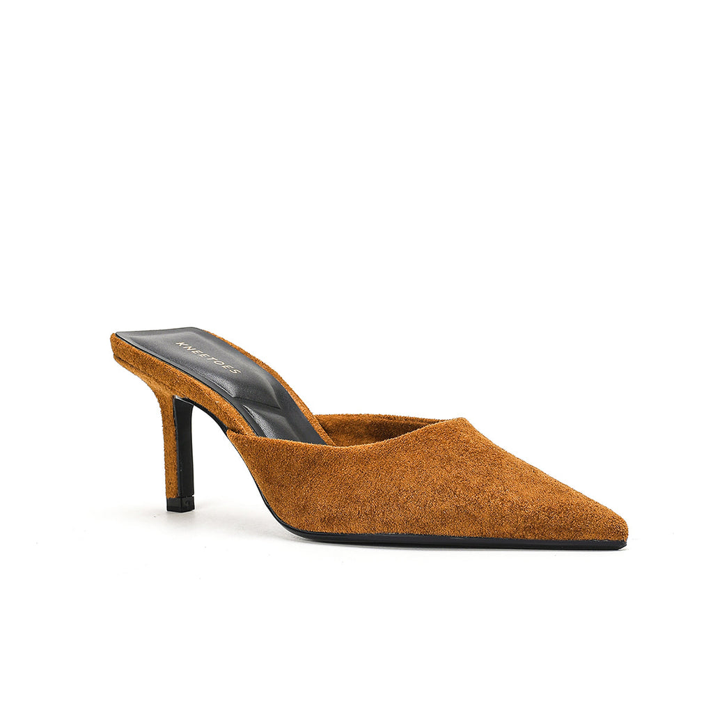 The Luna — Tan Velvet Mule
