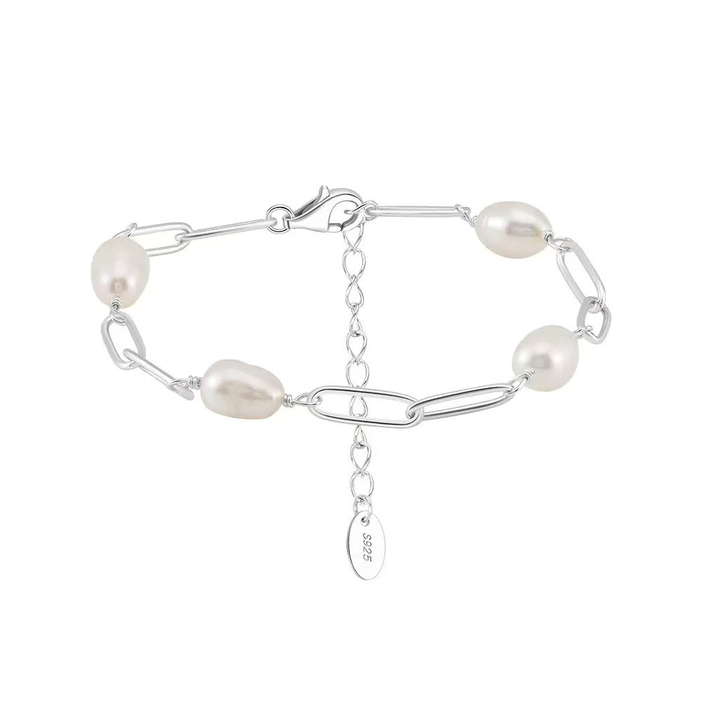 The Camille — Pearl Paperclip Bracelet
