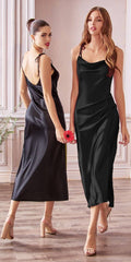 The Sofia — Satin Cowl Neck Midi