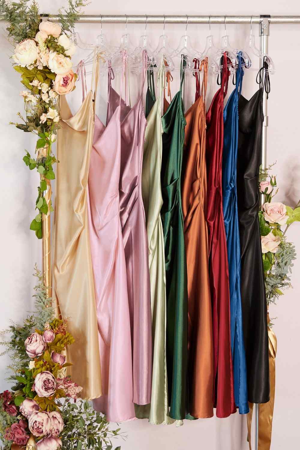 The Sofia — Satin Cowl Neck Midi
