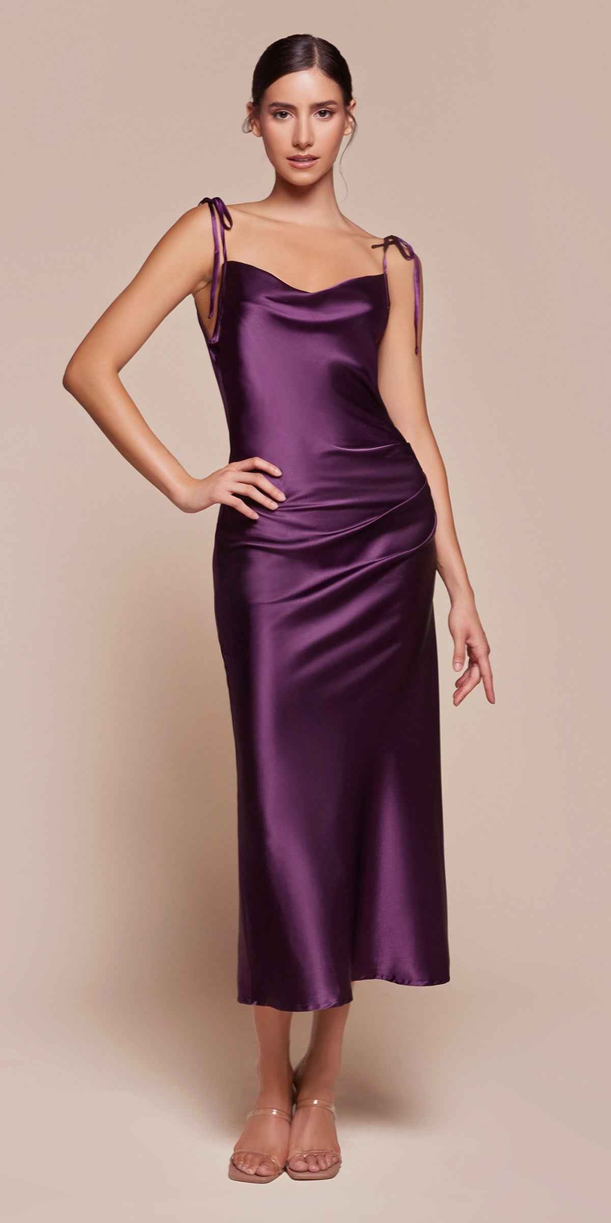 The Sofia — Satin Cowl Neck Midi