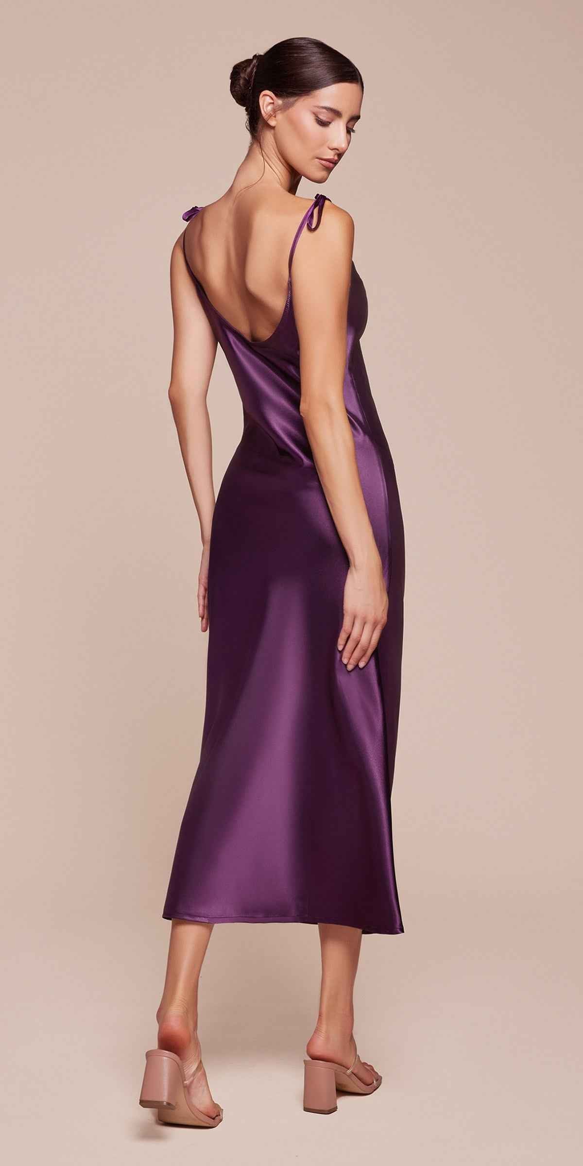 The Sofia — Satin Cowl Neck Midi
