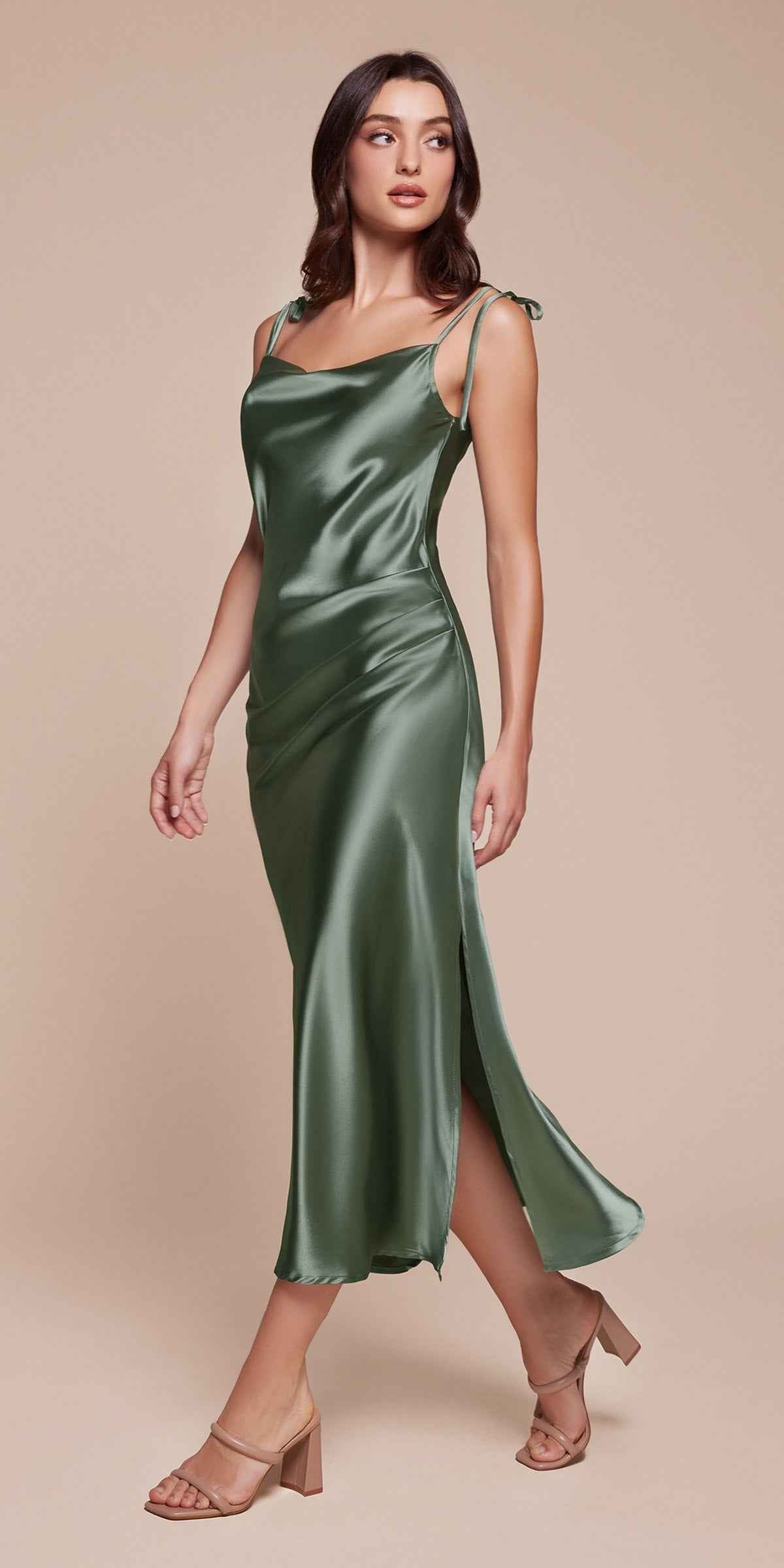 The Sofia — Satin Cowl Neck Midi