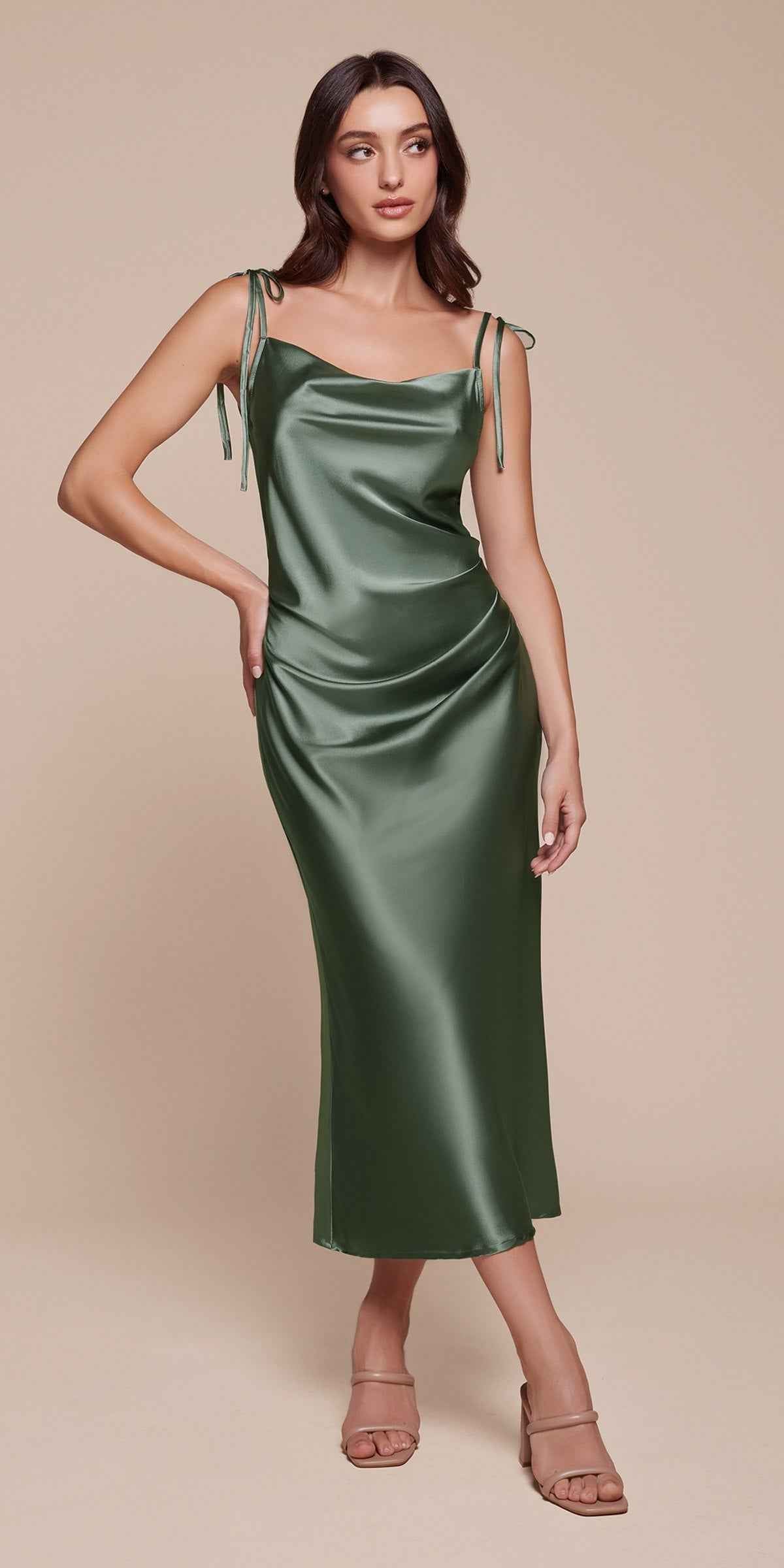 The Sofia — Satin Cowl Neck Midi