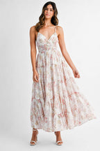 MABLE Floral Print Tiered Cami Maxi Dress