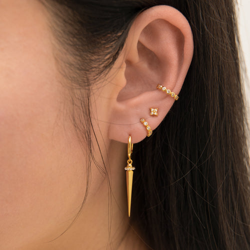 Large Spike Dangle Statement Hoop Earrings
