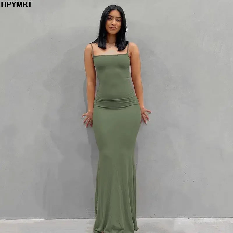 Satin Slip Maxi Dress | Backless Bodycon Evening Gown - Femstylo