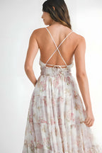 MABLE Floral Print Tiered Cami Maxi Dress