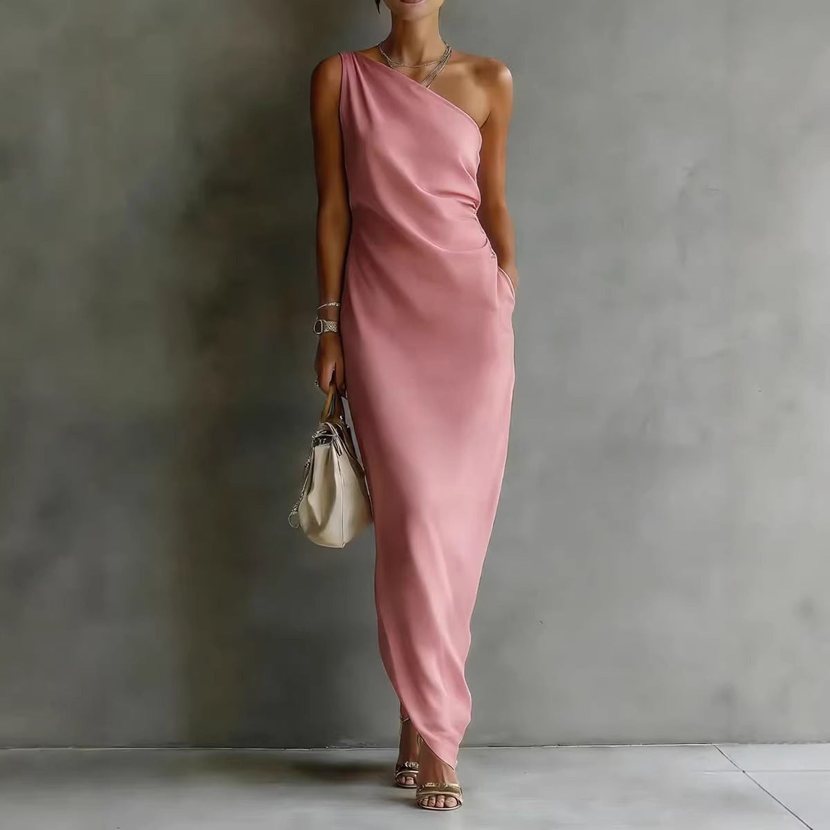 The Odette — Off-Shoulder Satin Maxi